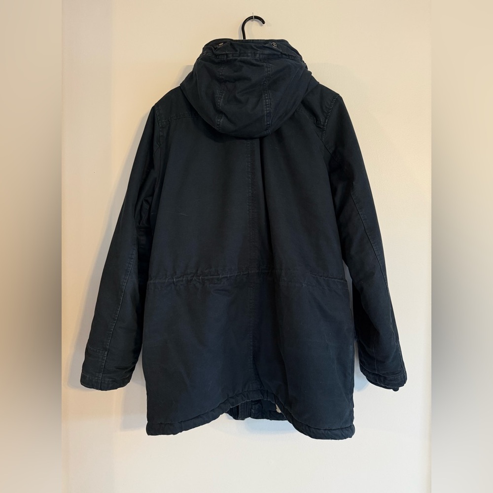 Abercrombie & Fitch Vintage Men’s Medium Navy Hooded Jacket Parka Sherpa - Picture 6 of 7